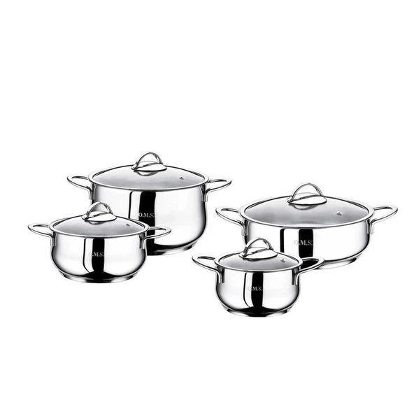 Oms 1023 Yummy Silver 8 Parça Tencere Seti