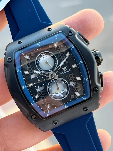 Ferro Silikon Kordon İç Fonksiyonları Aktif  30 Mt Suya Dayanıklı Erkek Kol Saat EFM.31346-L2 - Resim 4