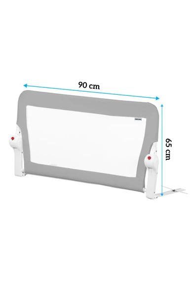 Wellgro 90*65 cm Gri Yatak Bariyeri, Çocuk Yatak Korkuluğu - 2