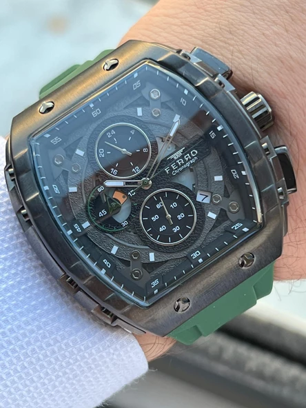 Ferro Silikon Kordon İç Fonksiyonları Aktif  30 Mt Suya Dayanıklı Erkek Kol Saat EFM.31346-F1 - Resim 2