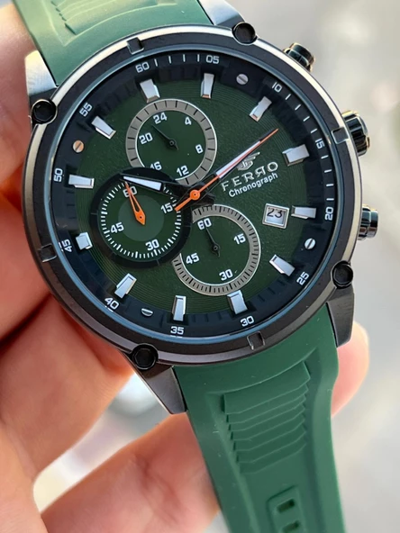 Ferro Silikon Kordon İç Fonksiyonları Aktif 30 Mt Suya Dayanıklı Erkek Kol Saati EFM43001-F10 - Resim 3