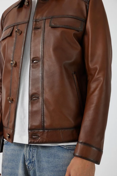 Allan Taba Erkek Deri Ceket - 7