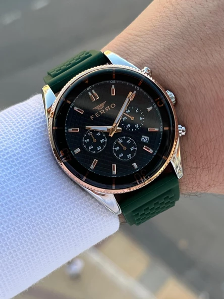 Ferro Silikon Kordon İç Fonksiyonları Aktif 30 Mt Suya Dayanıklı Erkek Kol Saati EM31920-E - Resim 3