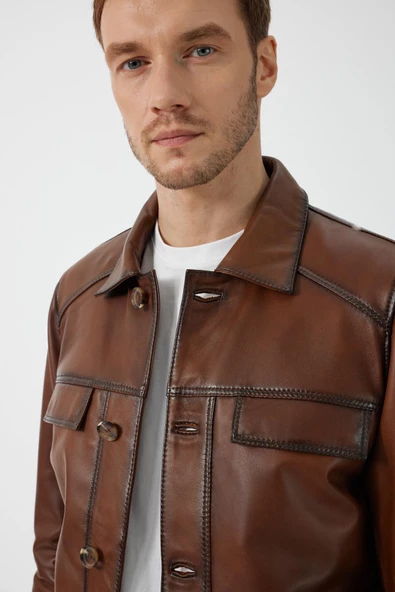 Allan Taba Erkek Deri Ceket - 8