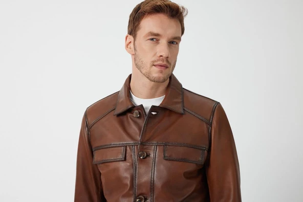 Allan Taba Erkek Deri Ceket - 4