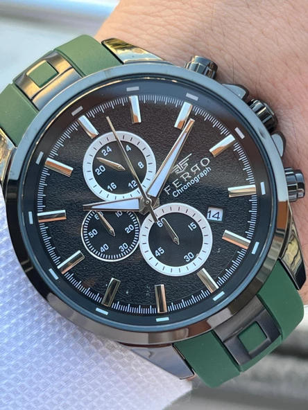 Ferro Silikon Kordon İç Fonksiyonları Aktif 30 Mt Suya Dayanıklı Erkek Kol Saati EFM.31380-Y5 - Resim 2