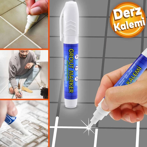 Fayans Derz Dolgu Kalemi Hızlı Kuruyan Su Bazlı Yenileme Beyaz 1 Adet + Şeffaf Kapı Tamponu 5 Adet - 8