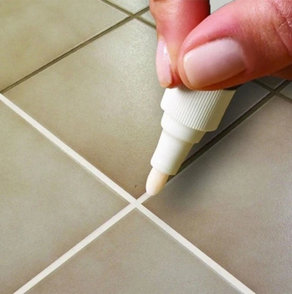 Fayans Derz Dolgu Kalemi Hızlı Kuruyan Su Bazlı Yenileme Beyaz 1 Adet + Şeffaf Kapı Tamponu 5 Adet - 5