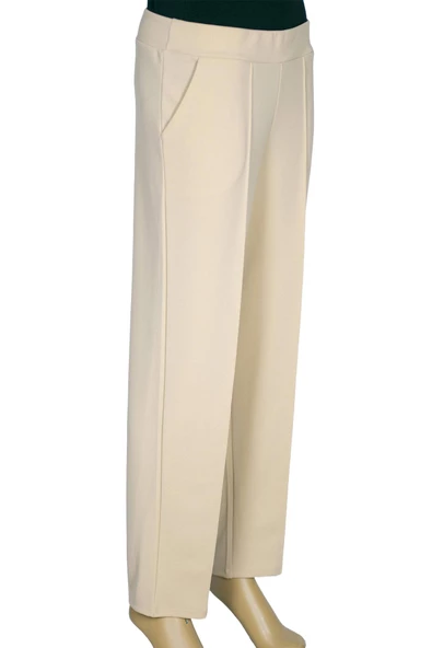 Eray Kadın Hande Krep Kumaş Astarsız Lastikli Bej Pantolon - 2