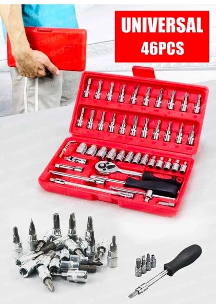 49 Parça Mini Lokma Takımı Otomatik Cırcırlı 1/4"  Pense Kargaburun Yankeski Kombinasyon Alet Seti - 5