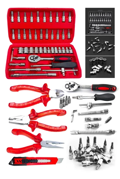 50 Parça Mini Lokma Takımı Otomatik Cırcırlı 1/4" Wrench Set Yüksek Kalite Kombinasyon Alet Seti ürün görseli