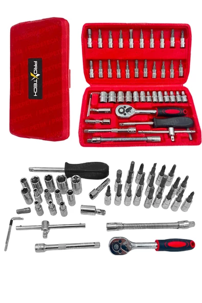 50 Parça Mini Lokma Takımı Otomatik Cırcırlı 1/4" Wrench Set Yüksek Kalite Kombinasyon Alet Seti - Resim 3