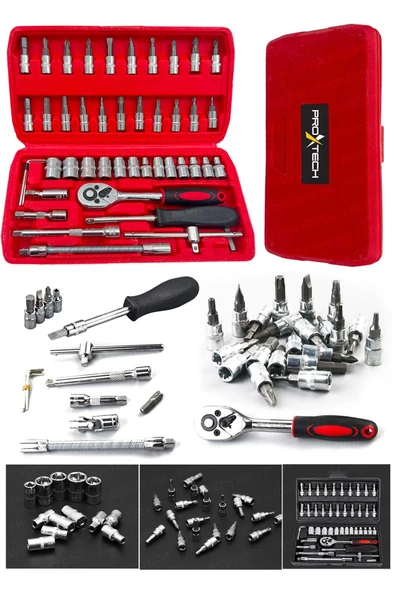 50 Parça Mini Lokma Takımı Otomatik Cırcırlı 1/4" Wrench Set Yüksek Kalite Kombinasyon Alet Seti - Resim 2