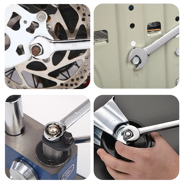 Chrome Vanadium Çelik Profesyonel Güçlü Sağlam 12 Parça Kombine Açık Ağız-Yıldız Anahtar PAKET SET - Resim 4