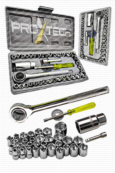 Çok Fonksiyonlu 48 Parça Krom Çelik Cırcırlı Lokma Pense,Yankeski,Tornavida Kontrol Kalemi Ful Paket - Resim 6