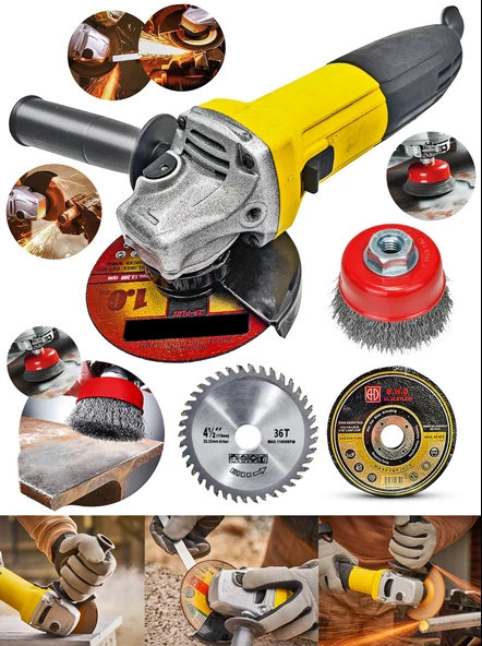 Full Set  Metal Şanzuman Bakır Sargılı Bhd Avuç Içi Taşlama Demir Metal Kesme Makinesi Sprel 115 Mm - Resim 3