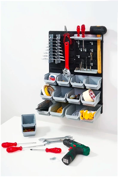 Her Şey Elinizin Altında Duvar Alet Paneli 43 Parça Hırdavat Duvar Panel Set Avadanlık - 4