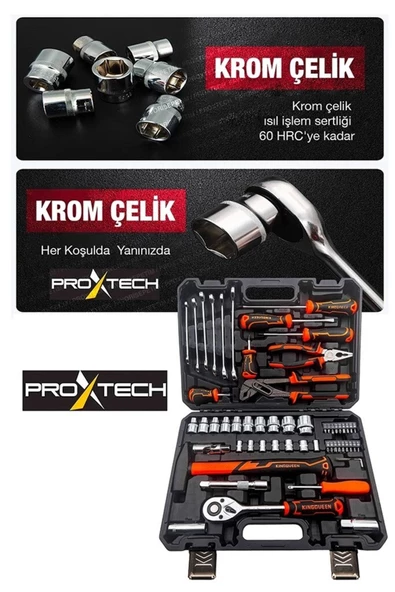 Profesyonel  Bakım Onarım Full Paket 58 Parça Lokma Anahtar Takımı 1- 4 ve 1- 2 El Aletleri Seti - Resim 4
