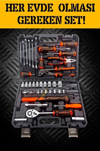 Profesyonel  Bakım Onarım Full Paket 58 Parça Lokma Anahtar Takımı 1- 4 ve 1- 2 El Aletleri Seti - Resim 2