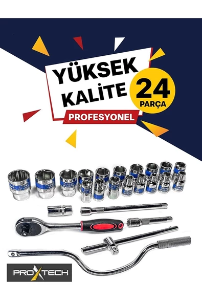 Profesyonel Metal Kutulu 24 adet/takım Cırcır Kollu Aracı Set Oto Mekanik Lokma Set - 2