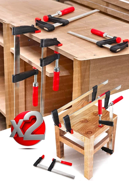 Premium Kalite 2 Adet 150mm F Tipi Ahşap Çelik Mobilyacı Mengene Kıskaç Işkencesi 2x200 - Resim 3