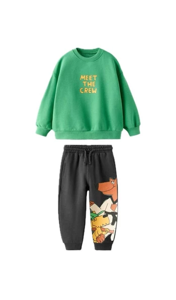 MEET THE CREW Baskılı Sweatshirt Alt 2'li Takım - 2