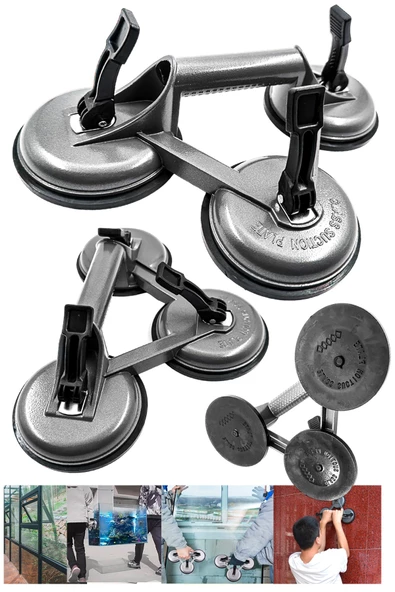 Premium Yüksek Kalite Cam Fayans Kaldırma Metal Alüminyum 3lü Cam Fayans Taşıma Vantuz - Resim 3