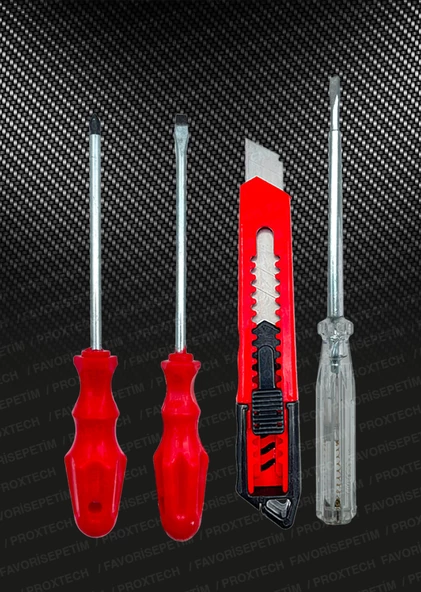 PRO 9 Parça Yankeski Karkaburun Pense Maşalı Boru Anahtarı Yıldız Ve Düz Tornavida 9 Tamirci Seti - Resim 2