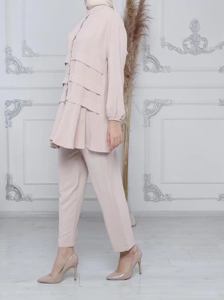 PTKM012 Üstü Önden Açılabilir Düğmeli Pabtolonlu Takım - 2