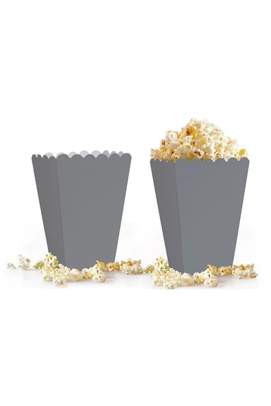 Popcorn Kutusu 8li -Düz Gümüş-