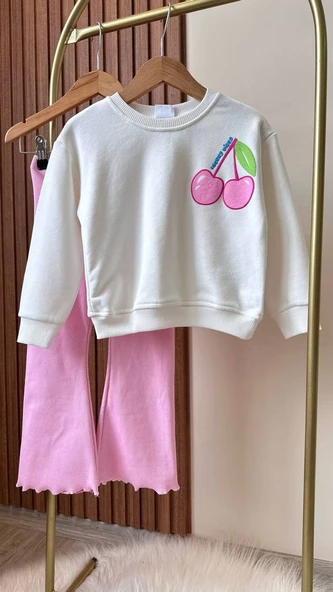 Kiraz Baskılı Sweatshirt Alt 2'li Takım - 2