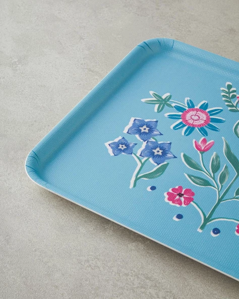 English Home Carnival Tulip Melamin Kaydırmaz Tepsi 27x36 cm Mavi - 3