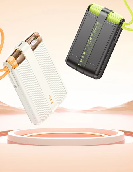 Hoco J127 Dijital Göstergeli Dual Kablolu 20W Hızlı Şarj Destekli 10.000 mAh PD Mini Powerbank - 9