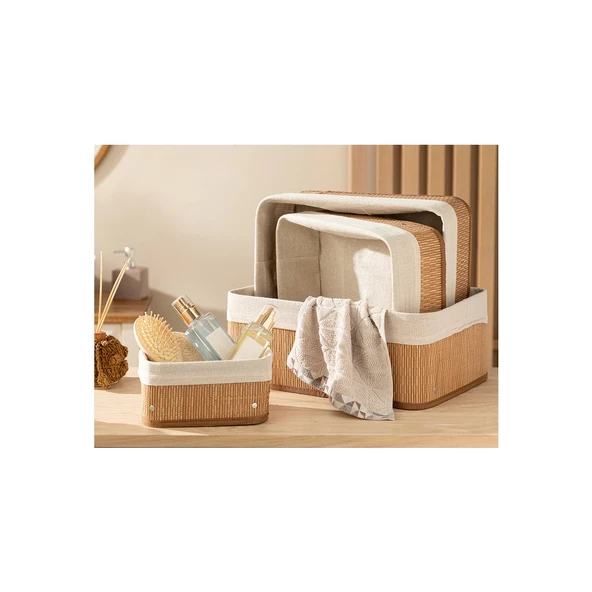 English Home Gina Bambu Sepet 32x22x12 Cm Koyu Kahve - 5