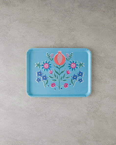 English Home Carnival Tulip Melamin Kaydırmaz Tepsi 27x36 cm Mavi - 2