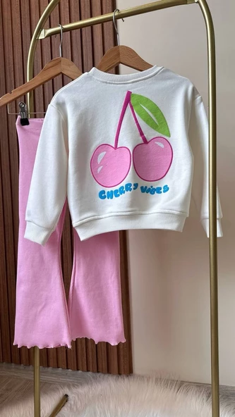 Kiraz Baskılı Sweatshirt Alt 2'li Takım - 3
