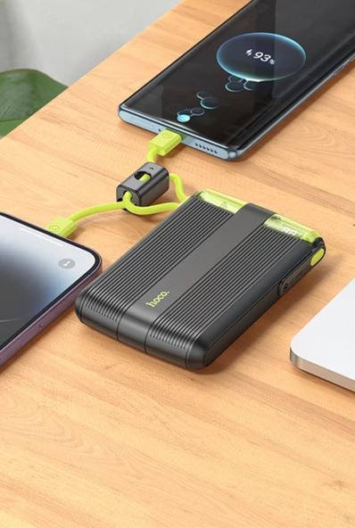 Hoco J127 Dijital Göstergeli Dual Kablolu 20W Hızlı Şarj Destekli 10.000 mAh PD Mini Powerbank - 5