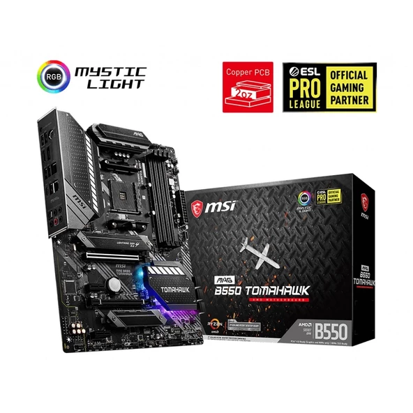 MSI MAG B550 TOMAHAWK DDR4 M2 PCIe NVME HDMI DP PCIe 16X v4.0 AM4 ATX