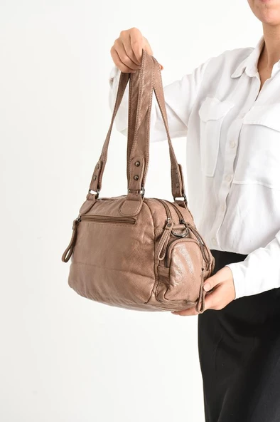 Y.S.Deri Kadın Omuz Çantası Vegan Deri Çok Cepli Çapraz Askılı Bayan Çantası 30*20 Cm - Resim 4