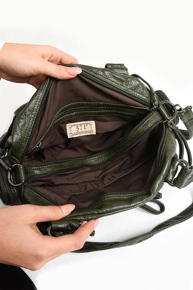 Y.S.Deri Kadın Omuz Çantası Vegan Deri Çok Cepli Çapraz Askılı Bayan Çantası 30*20 Cm - Resim 10