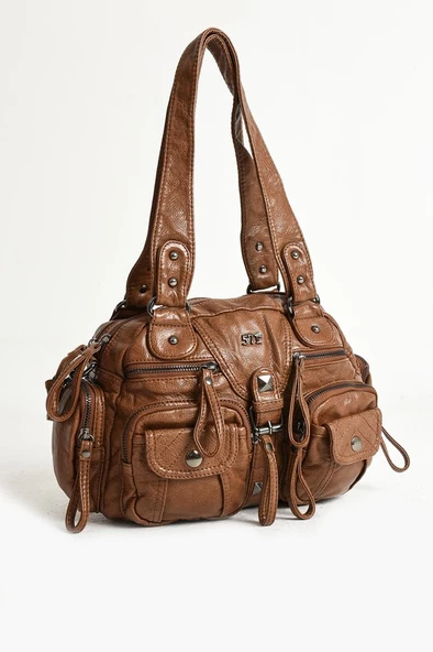 Y.S.Deri Kadın Omuz Çantası Vegan Deri Çok Cepli Çapraz Askılı Bayan Çantası 30*20 Cm - Resim 12