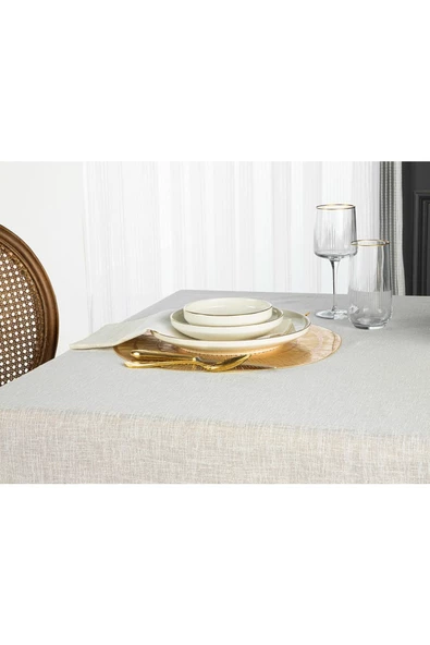 English Home Luxe Keten Look Masa Örtüsü 150x200 Cm Bej - 2
