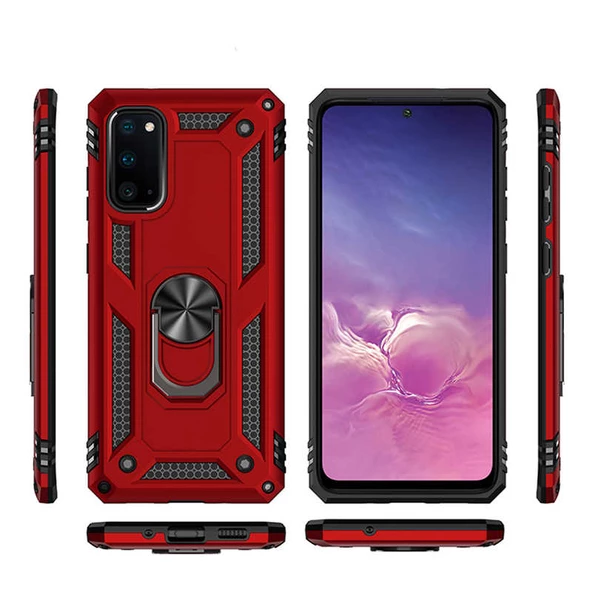 Samsung Galaxy S20 Kılıf Vega Tank Sert Yüzüklü Standlı Zırh Koruma Kapak - Resim 10