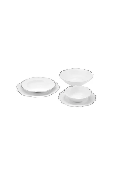 Daisy Platinium Wave Shape Bol Kaseli 27 Parça 6 Kişilik Porselen Yemek Takımı - 2