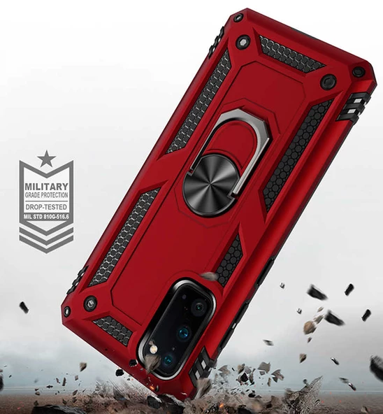 Samsung Galaxy S20 Kılıf Vega Tank Sert Yüzüklü Standlı Zırh Koruma Kapak - Resim 9