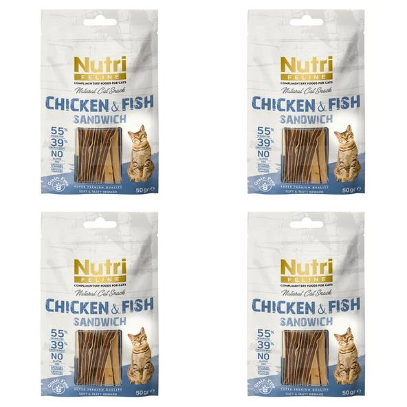 Nutri Feline 50Gr %100 Doğal Etten Natural Cat Snack Tavuk Balık Etli Atıştırmalık 4Adet Kedi Ödülü