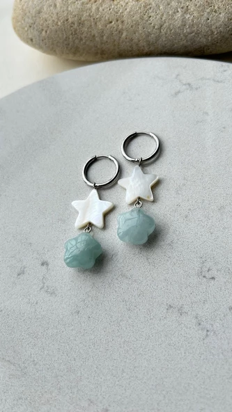 Çelik akuamarin küpe ürün görseli