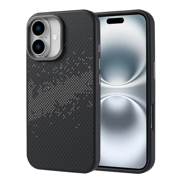 Gpack Apple iPhone 16 Kılıf Karbon Fiber Dizaynlı Magsafeli Vave Kapak - 2