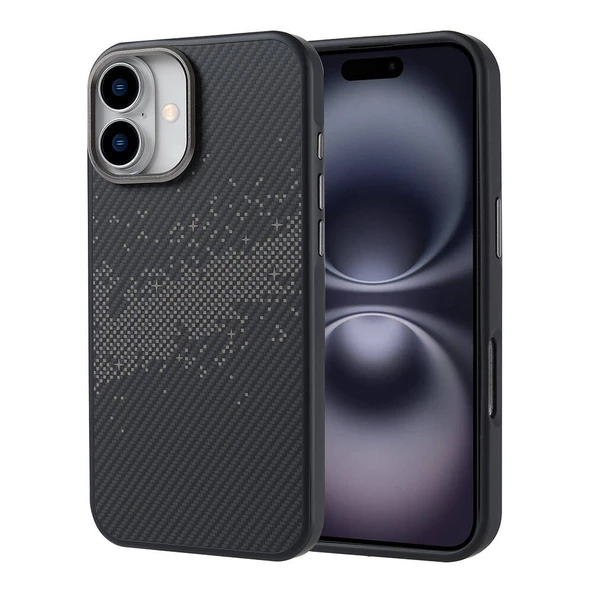 Gpack Apple iPhone 16 Plus Kılıf Karbon Fiber Dizaynlı Magsafeli Vave Kapak - 2