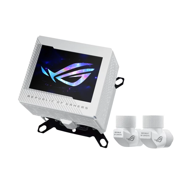 ASUS  ROG RYUJIN III WB CPU SU BLOGU TAM RENKLI 3.5 INÇ LCD EKRAN GÖMÜLÜ VRM FANI 178 MIKRO SOGUTMA KANADI VE BAKIR ALASIMLI SOGUK PLAKA SOGUTMA TEKNOLOJISI ILE ASETEK VE ROG BAGLANTI PARÇALARI BEYAZ - 2